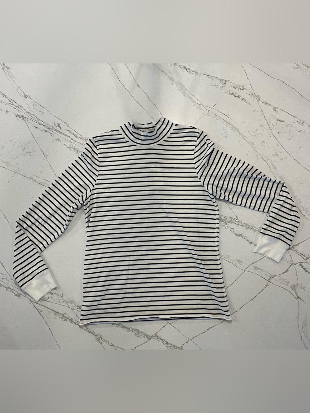 By Anthropologie NWT Striped Cotton Long Sleeve Top Black White XL